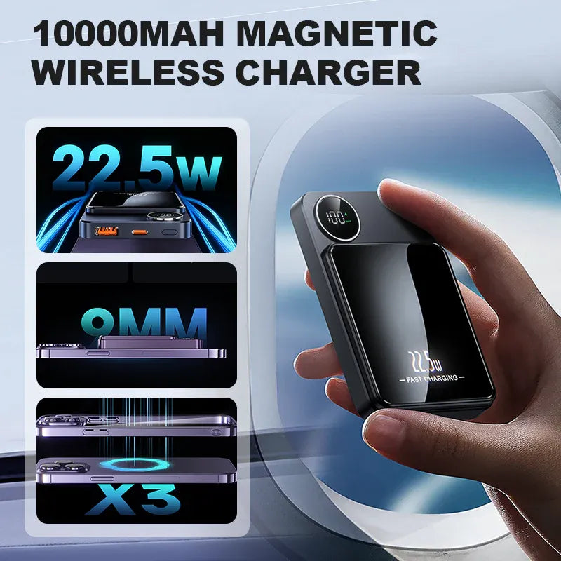 🔋✨Professional Magnetic Charger for Travelers & Professionals 🧲| 22.5W Wired & 15W Wireless | 10,000 mAh | Fast Delivery!💥