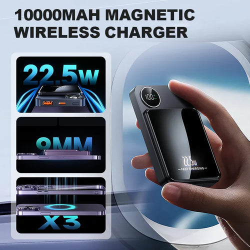 🔋✨Professional Magnetic Charger for Travelers & Professionals 🧲| 22.5W Wired & 15W Wireless | 10,000 mAh | Fast Delivery!💥
