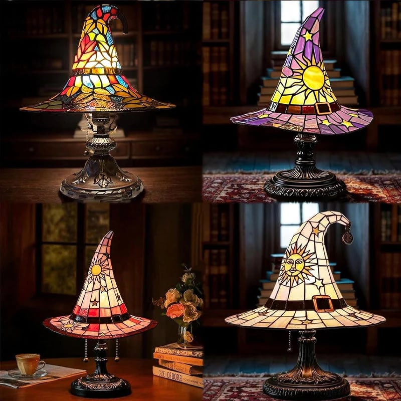 🔥Exclusive Limited Item 👍🔥50%OFF♠️Witch Hat Night Light & Stained Glass Witch Hat Lamp🎁