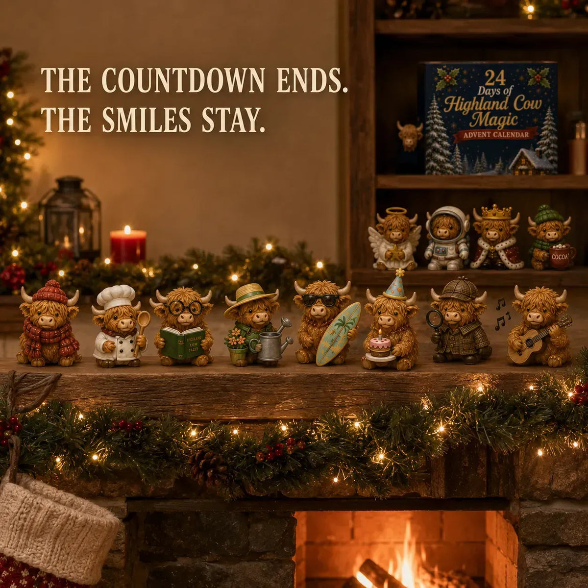 🐮🎄 24 Days of Highland Cow Advent Calendar – 24 Collectible Figurines