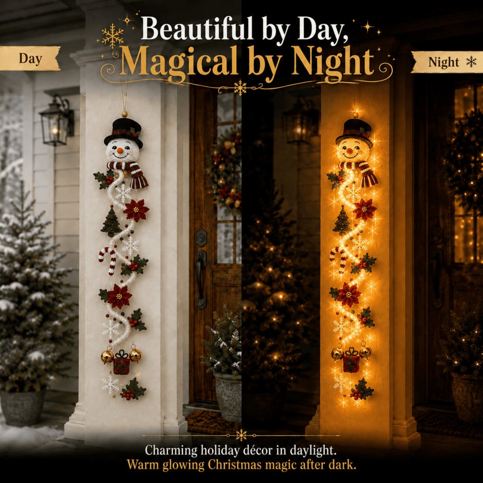 ⏳Last day: 49% off – 🎄 MerryCascade Light-Up Christmas Door Hanger | 6 festive light designs, warm glow, 3D details & space-saving vertical decoration ✨
