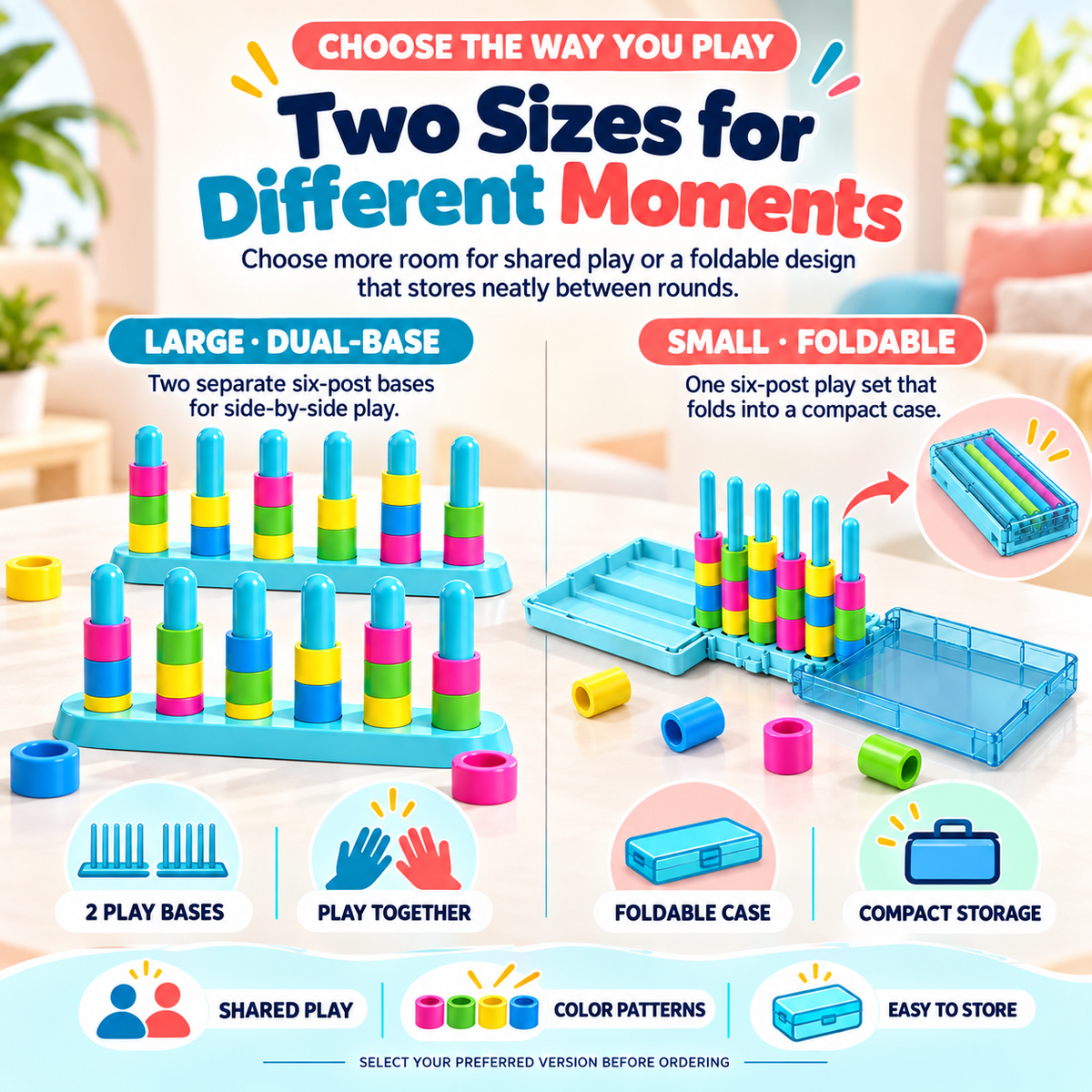 🌈 Rainbow Color Stacking Challenge – Dual-Base Game & Portable Version