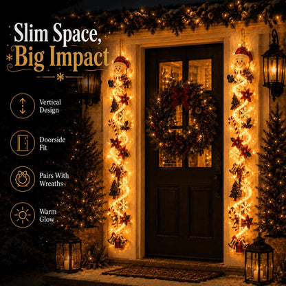 ⏳Last day: 49% off – 🎄 MerryCascade Light-Up Christmas Door Hanger | 6 festive light designs, warm glow, 3D details & space-saving vertical decoration ✨