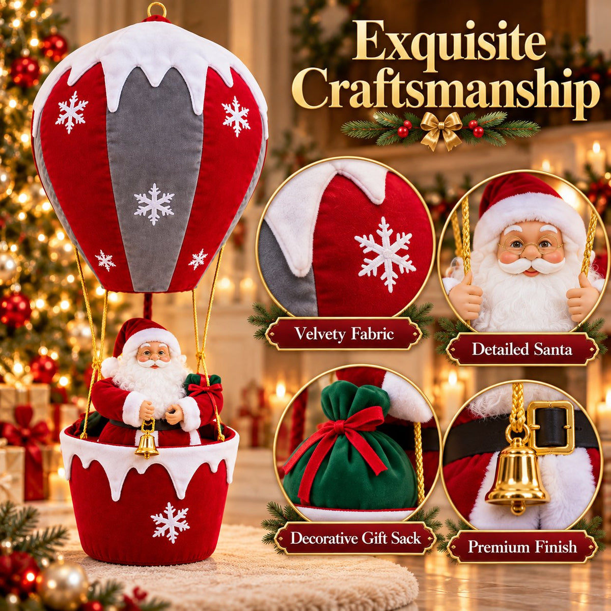 🎅 Lighted Musical Hanging Santa | Collapsible Christmas Décor