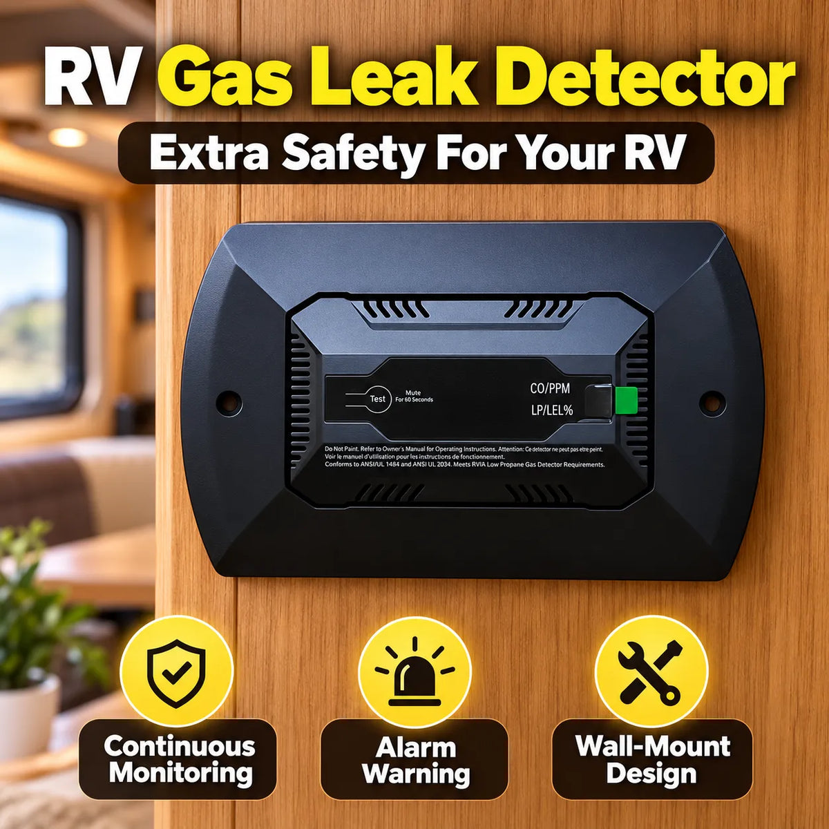 🚐🔔 2-in-1 RV Gas & CO Detector — Stay Safe on Every Journey! 🛡️✨