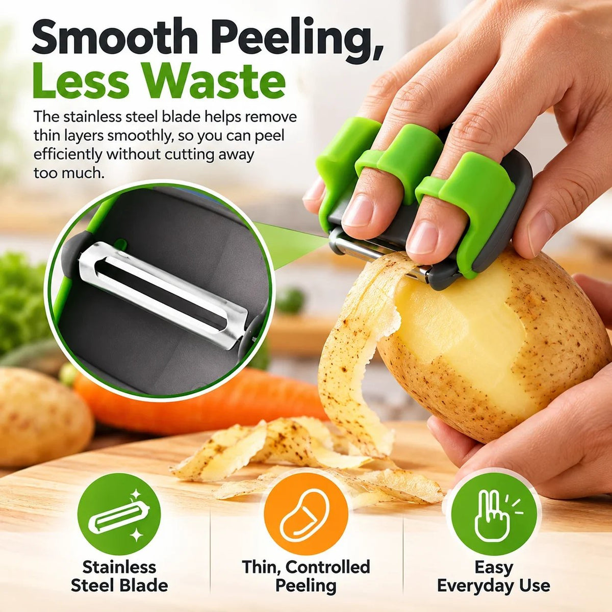 Palm Vegetable Peeler – Comfortable Finger-Fit Design