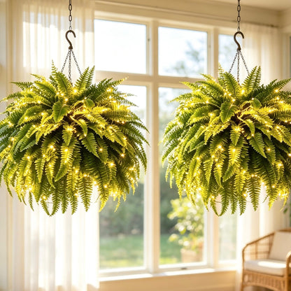 🔥 Last Day 70% OFF💡Glowing Artificial Boston Ferns with Lights – Never Fade, No Watering, No Maintenance🌿