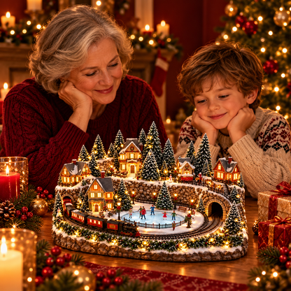 🔥Last day to save 49% –🎄 Animated Holiday Train & Ice Rink Scene