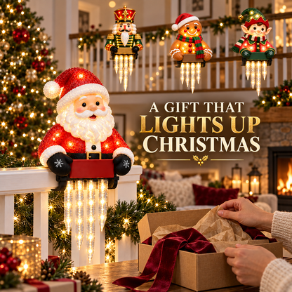 🎄✨ Christmas Character Icicle Lights – Festive LED Railing & Holiday Hanging Décor