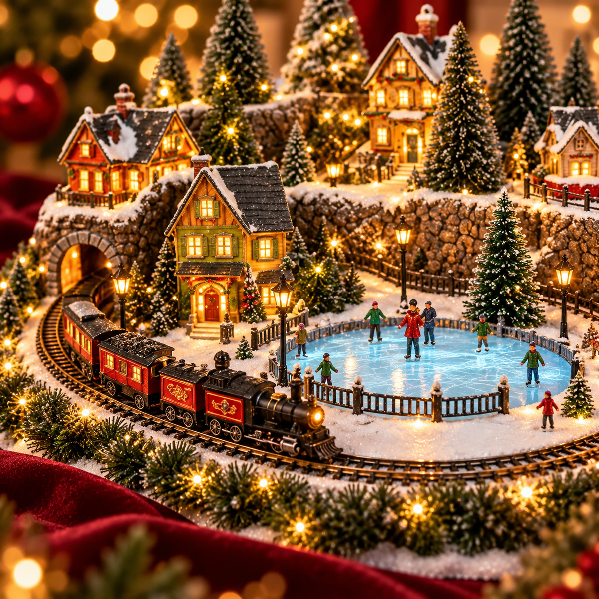 🔥Last day to save 49% –🎄 Animated Holiday Train & Ice Rink Scene