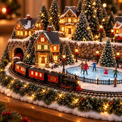 🔥 LAST DAY 57% OFF 🔥 Animated Holiday Train & Ice Rink Scene ✨