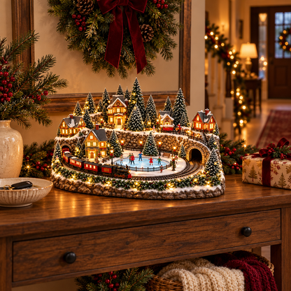 🔥 LAST DAY 57% OFF 🔥 Animated Holiday Train & Ice Rink Scene ✨