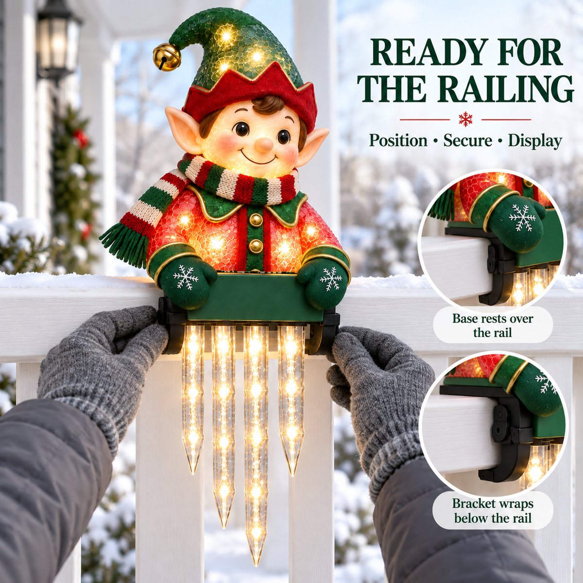 🎄✨ Christmas Character Icicle Lights – Festive LED Railing & Holiday Hanging Décor