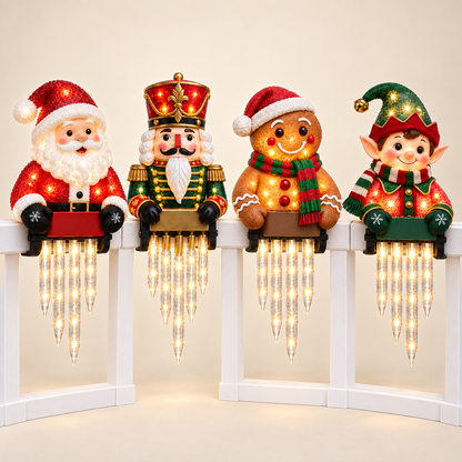 🎄✨ Christmas Character Icicle Lights – Festive LED Railing & Holiday Hanging Décor
