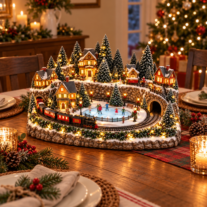 🔥Last day to save 49% –🎄 Animated Holiday Train & Ice Rink Scene