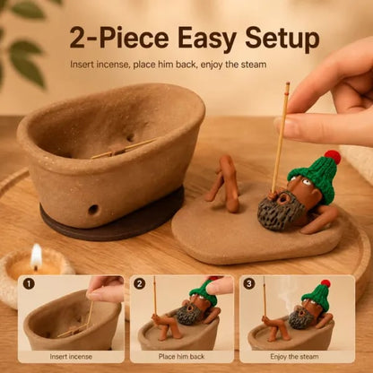 🎉 Lazy Bath Man Incense Burner 🛁🧘