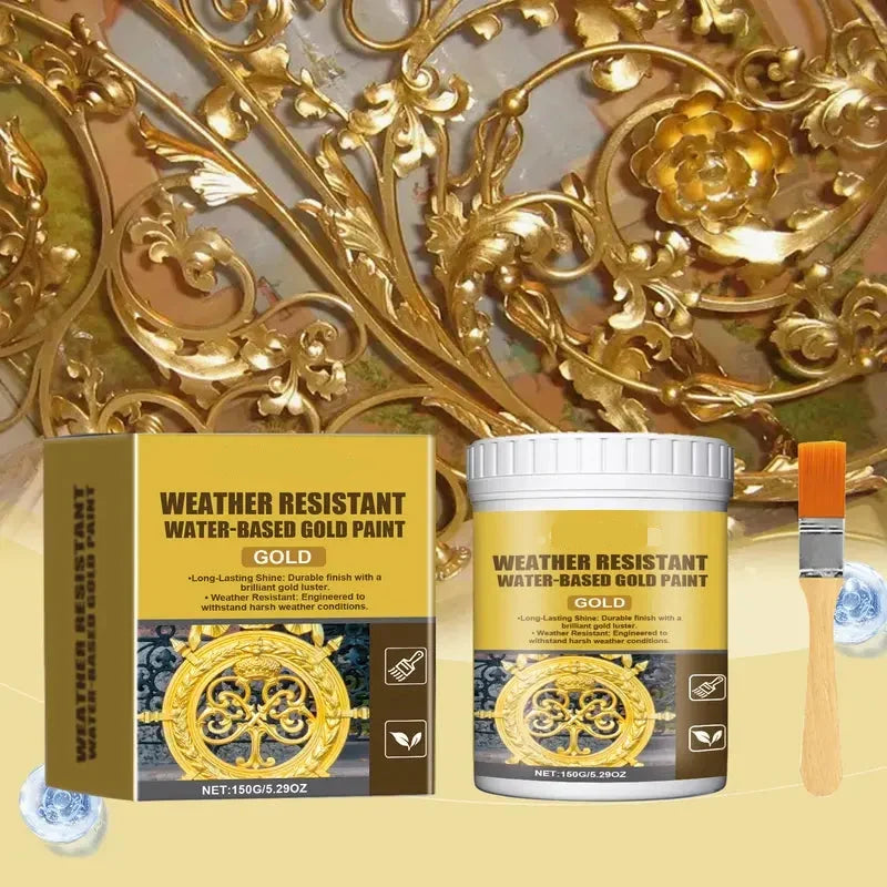 Buy two get one free🔥🔥🔥Weather-Resistant Water-Based Gold Paint, Metallic Paint, Weather-Resistant Roman Column Decorative Gold Paint, Outdoor Gold Foil Paint