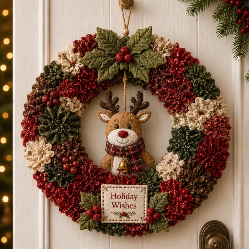 🎄DIY Christmas Wreath Craft Kit with 3D Texture | Relaxing & Festive Door Decor