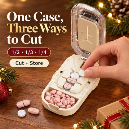 Precision 4-Way Pill Cutter & Storage Case | 1/2, 1/3 & 1/4 Divider