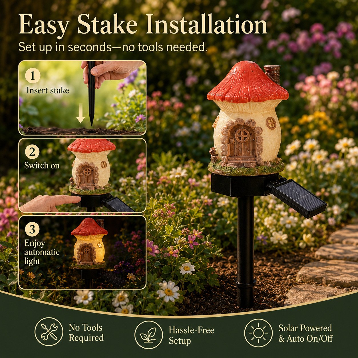 🔥Last Day 52% OFF🍄Solar Fairy-Tale Mushroom Cottage Garden Light💡