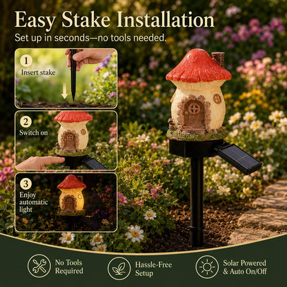 🔥Last Day 52% OFF🍄Solar Fairy-Tale Mushroom Cottage Garden Light💡