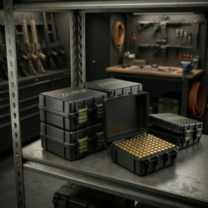 🎯100 Round Ammo Storage Box | Waterproof Hard Shell Ammunition Organizer Case