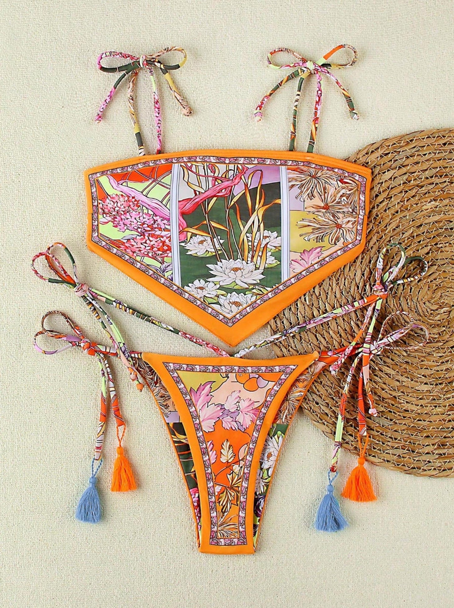 🔥Summer Hot Sale🌺👙 Boho Floral Bikini Set – Bold, Bright & Beach-Ready