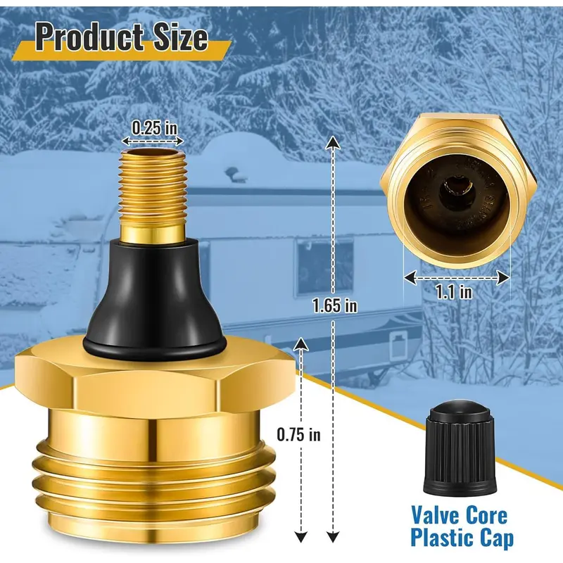 2-Pcs Brass RV Blow Out Plugs with Drain Valve
