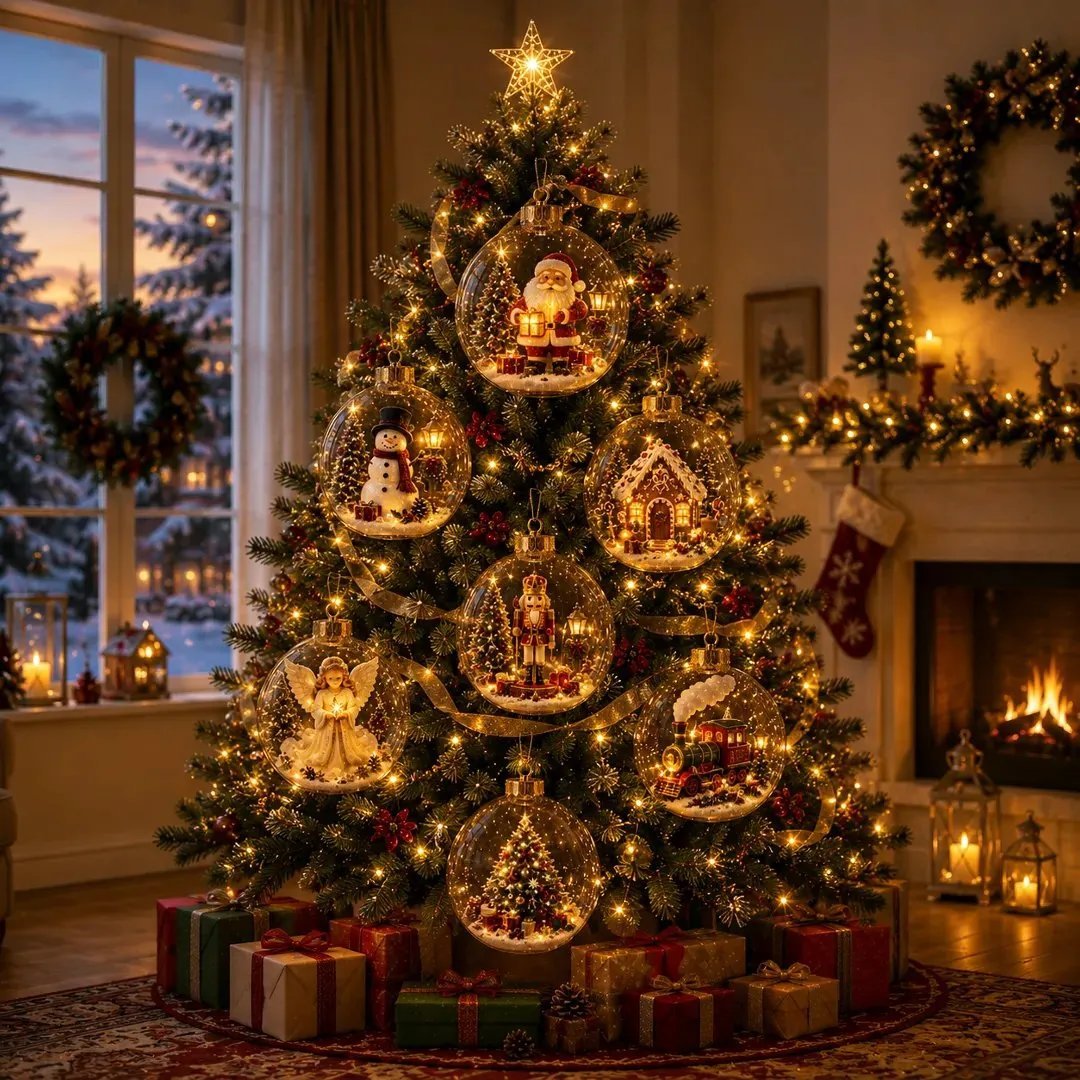 ⭐Limited time49% OFF -✨🎄 Glowing Christmas Story Ornament – Light-Up Mini Holiday Scene