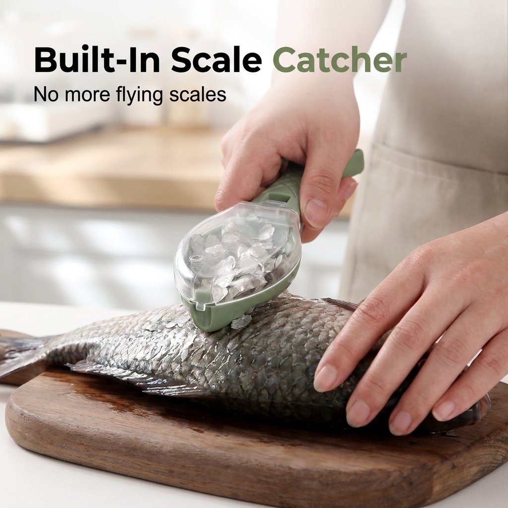 🐟 Mess-Control Fish Scaler with Collection Lid