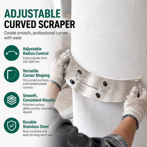 Adjustable Curved Plastering Scraper