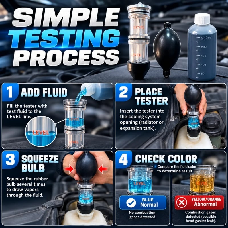 🚗🧪 Combustion Leak Tester — Quickly Detect Exhaust Gas Leaks in Your Cooling System!