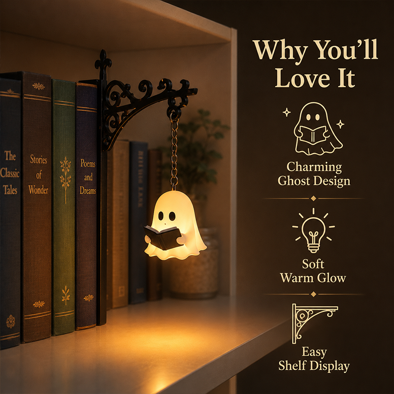 👻Summer Sale 49% OFF🔥Cozy Reading Ghost Bookshelf Lamp