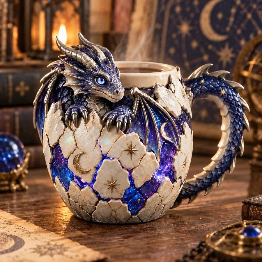 🐉🥚Dragon Egg Fantasy Sculpted Mug | 14oz Resin Coffee Cup for Dragon Lovers