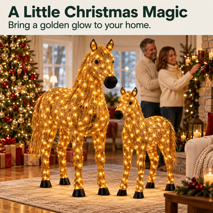 Double-Lighted Horse Christmas Set.