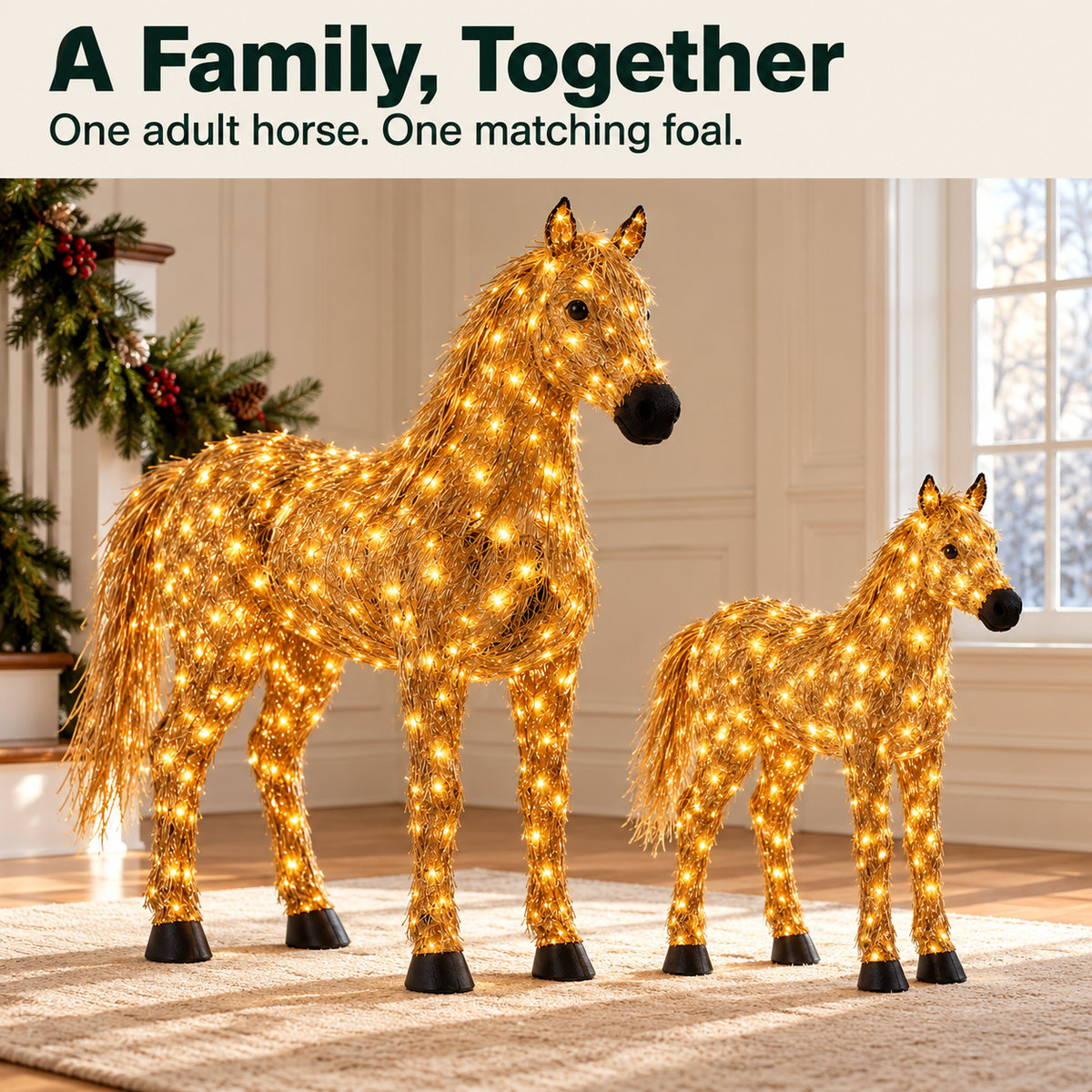 Double-Lighted Horse Christmas Set.