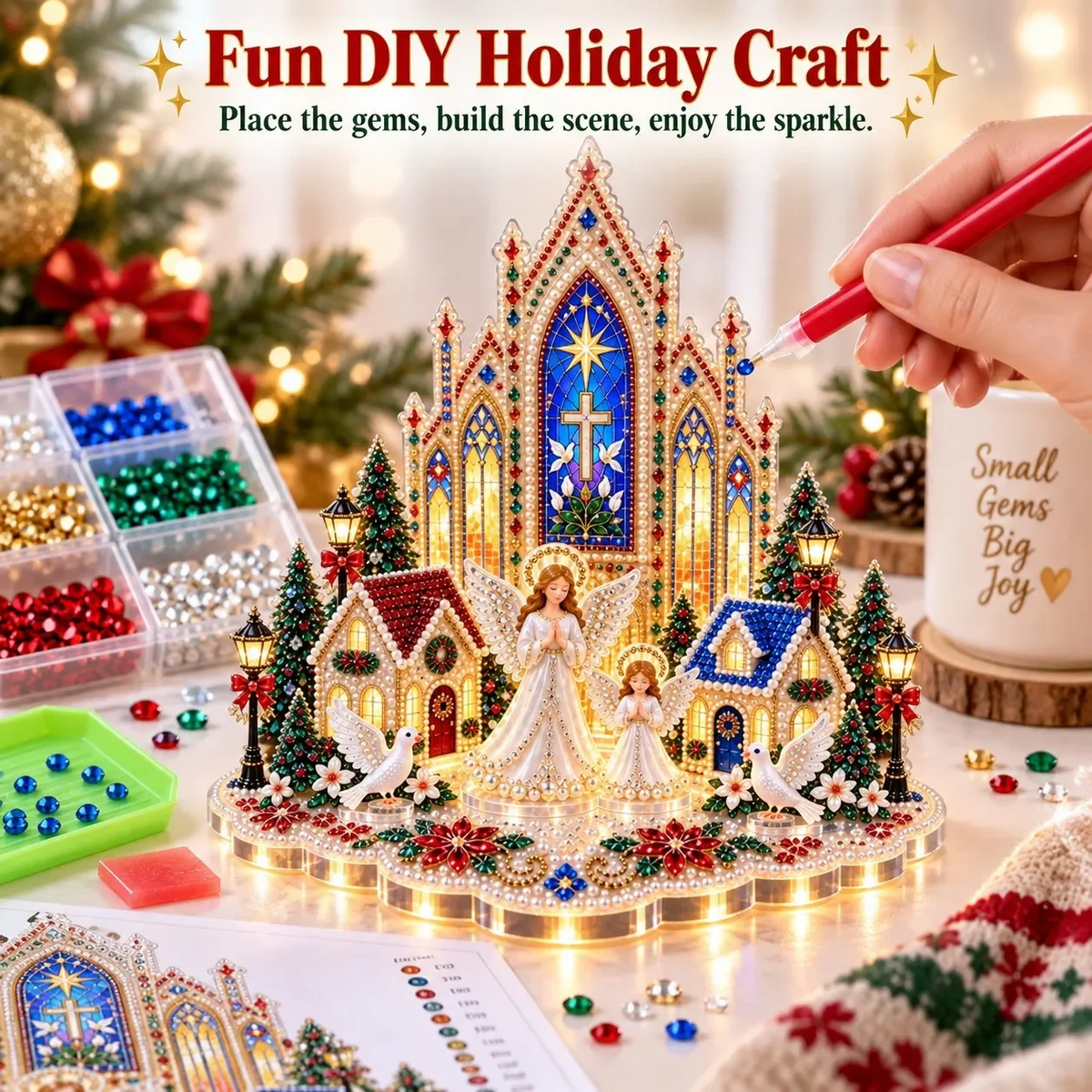 🎄🎃 3D DIY Diamond Art Village Kit – Christmas & Halloween Craft Decor