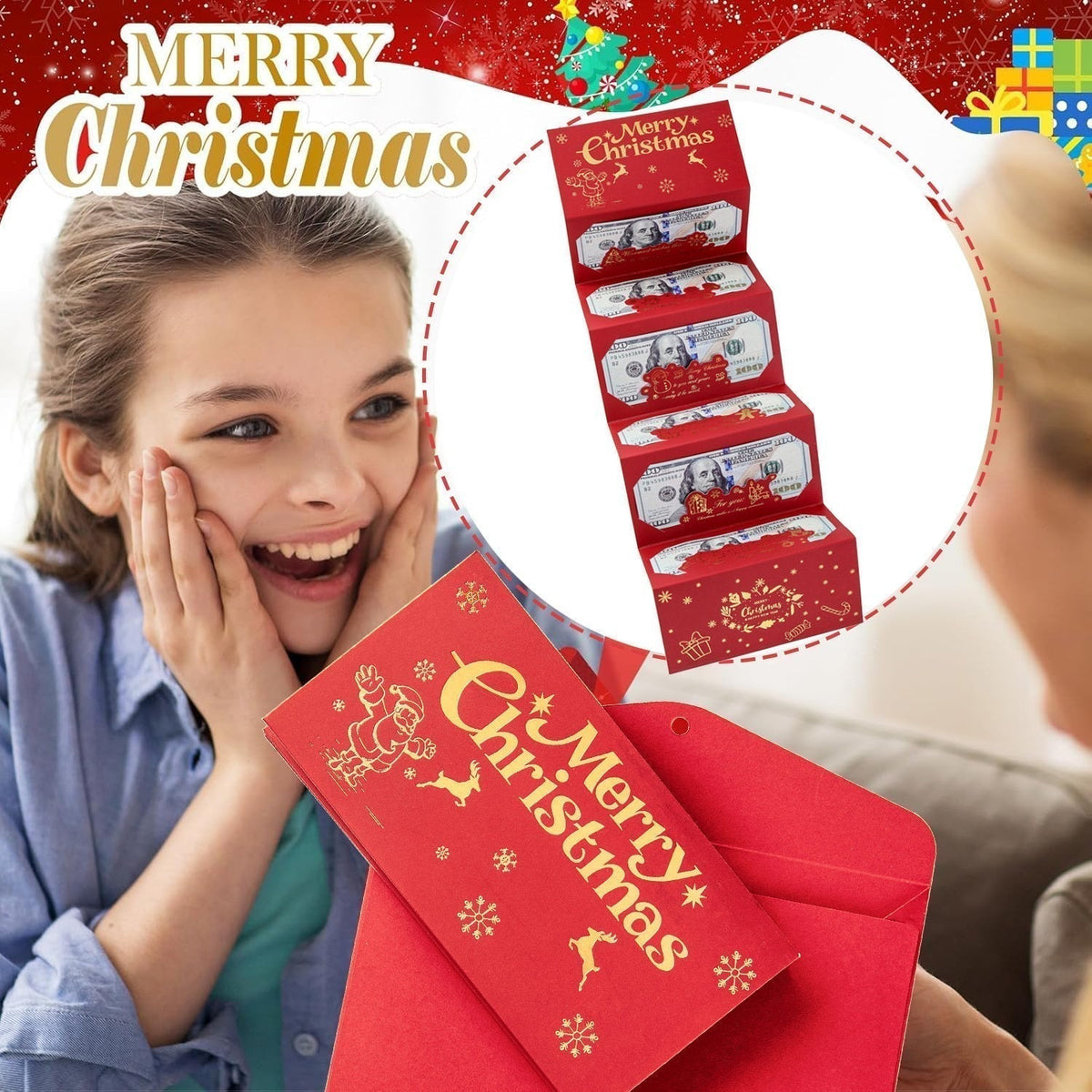 ⚡ 50K+ SOLD! Almost Gone-🎅💸Christmas Cash Gift Envelope– A creative way to give cash this Christmas!