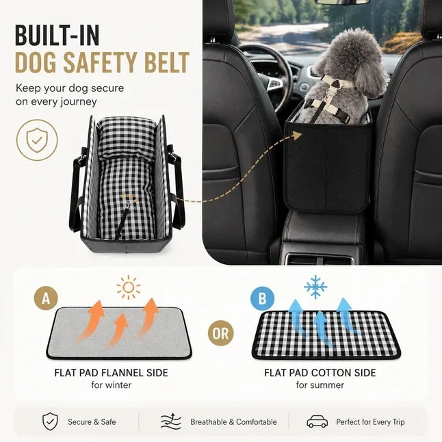 2-in-1 Pet Carrier & Console Pet Car Seat for Small Dogs and Cats