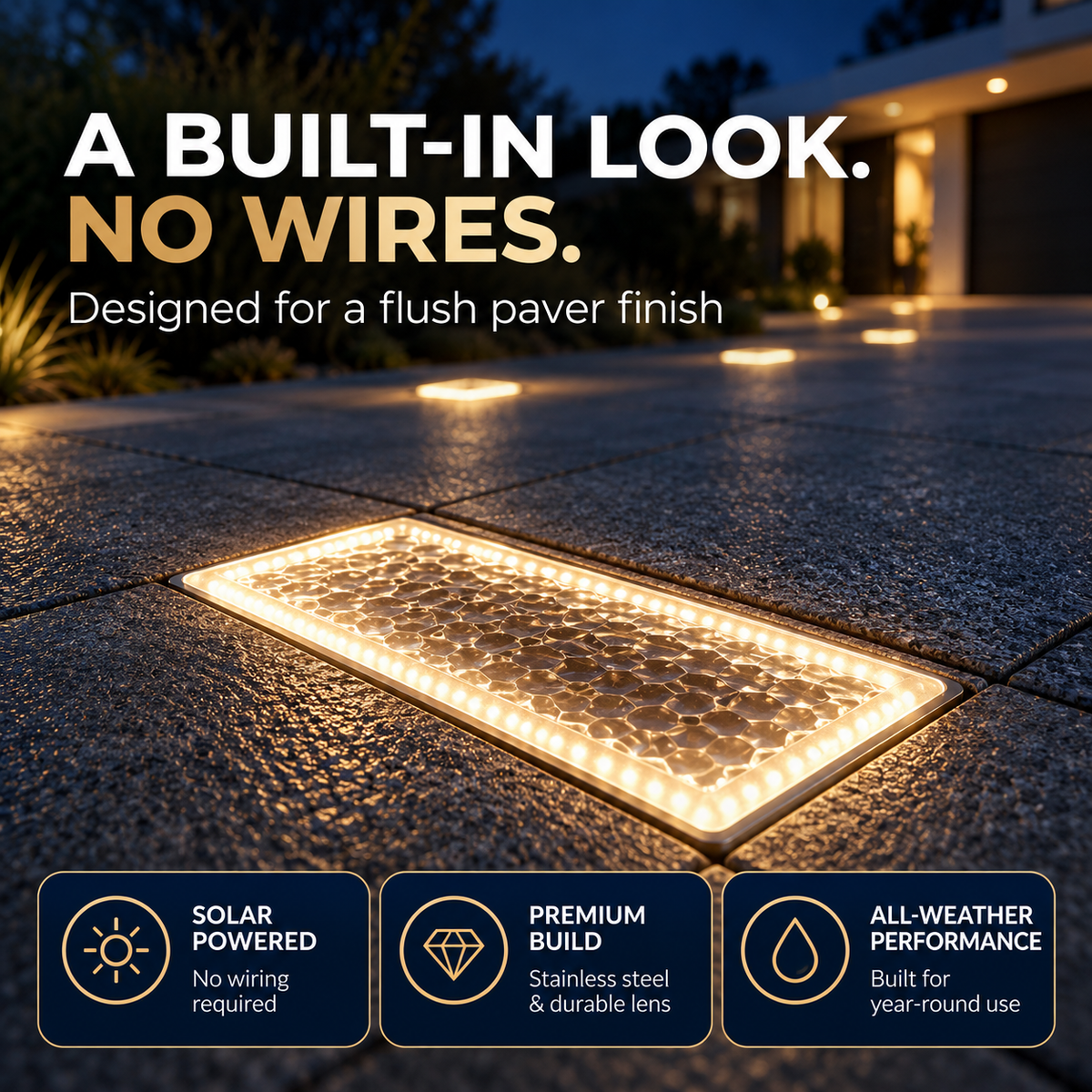 ✨ Solar Paver Lights 4×8 – Wireless Outdoor Pathway Lighting