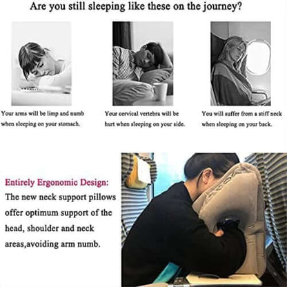 ✈️LIMITED-TIME 50% OFF!💨Inflatable Travel Pillow | 360° Support – Soft Flocking, Quick Inflate, Compact