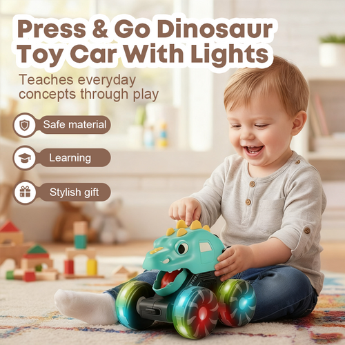 🦖🚙Press & Go Dinosaur Toy Car With Lights🎁