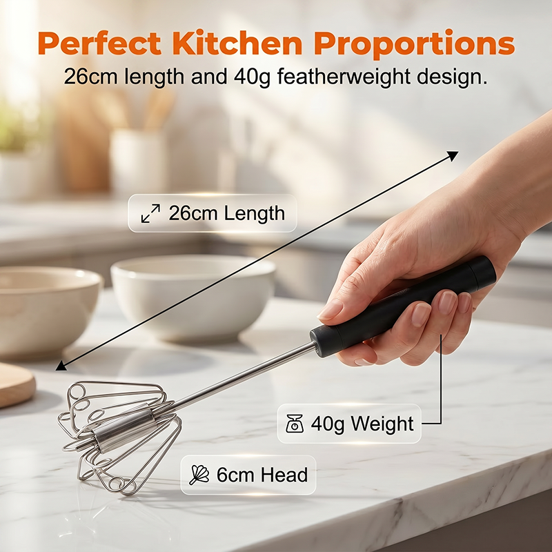 🥚🍳 Limited Time 50% OFF✨ Semi-Automatic Turbo Stainless Steel Hand Whisk, No-Slip Grip Food-Grade Push Action Mixer for Egg Beating, Cream Whipping, Cake Baking & Daily Kitchen Use