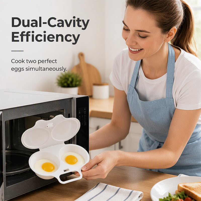 ⏰ Microwave Egg Poacher – Dual-Cavity Steamer, Rapid Heating, Non-Stick PP – Ideal for Home, Office & Travel! 🔥2