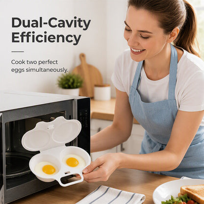 ⏰ Microwave Egg Poacher – Dual-Cavity Steamer, Rapid Heating, Non-Stick PP – Ideal for Home, Office & Travel! 🔥2