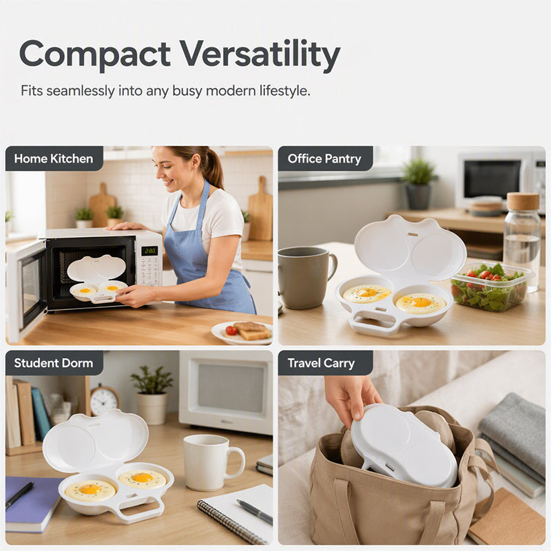 ⏰ Microwave Egg Poacher – Dual-Cavity Steamer, Rapid Heating, Non-Stick PP – Ideal for Home, Office & Travel! 🔥2