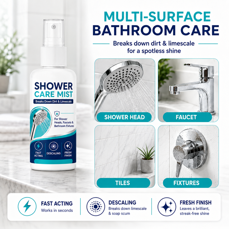 🚿 KOOP 2, KRIJG 1 GRATIS! Snelwerkende Douche-Ontkalkerspray – Helpt Kalkaanslag & Watervlekken Verwijderen | Fris & Schoon Resultaat ✨