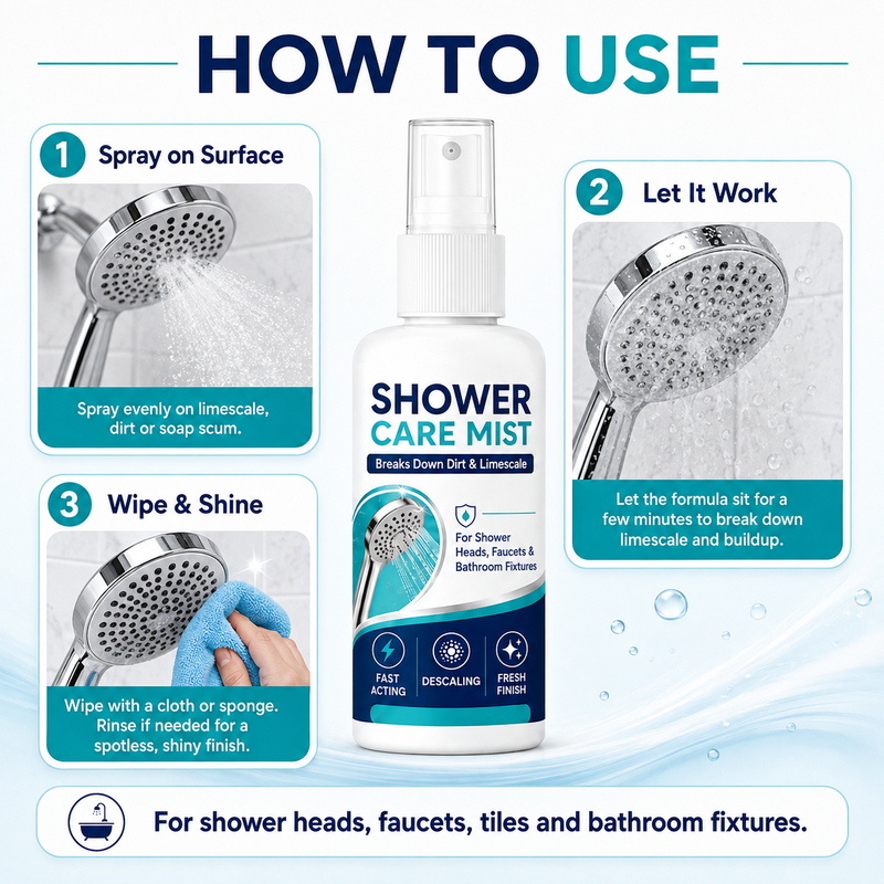 🚿 KOOP 2, KRIJG 1 GRATIS! Snelwerkende Douche-Ontkalkerspray – Helpt Kalkaanslag & Watervlekken Verwijderen | Fris & Schoon Resultaat ✨