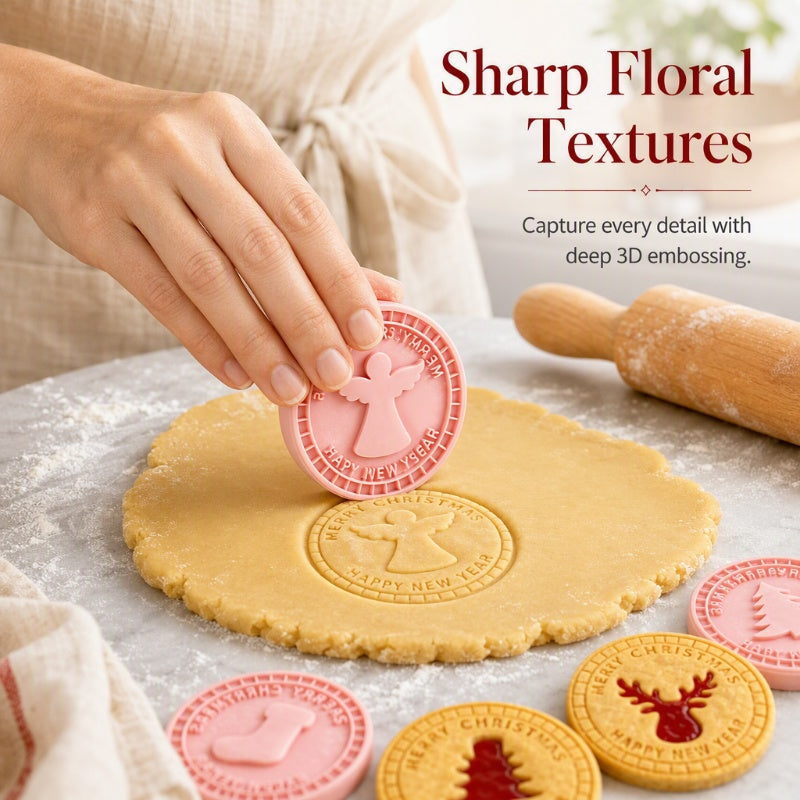 🎄🍪 Festive Christmas Cookie Cutter Set – 3D Holiday Baking Stamps for Reindeer, Snowflakes & More