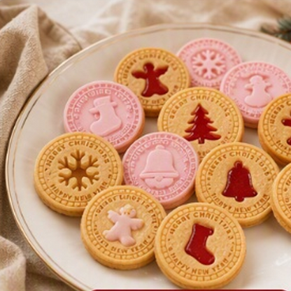 🎄🍪 Festive Christmas Cookie Cutter Set – 3D Holiday Baking Stamps for Reindeer, Snowflakes & More